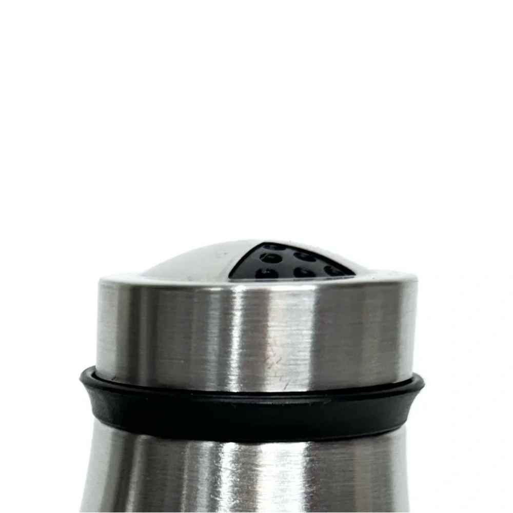 Salt & Pepper Shakers Two Size Plastic Sifters Snap On Top Stainless Steel Glass